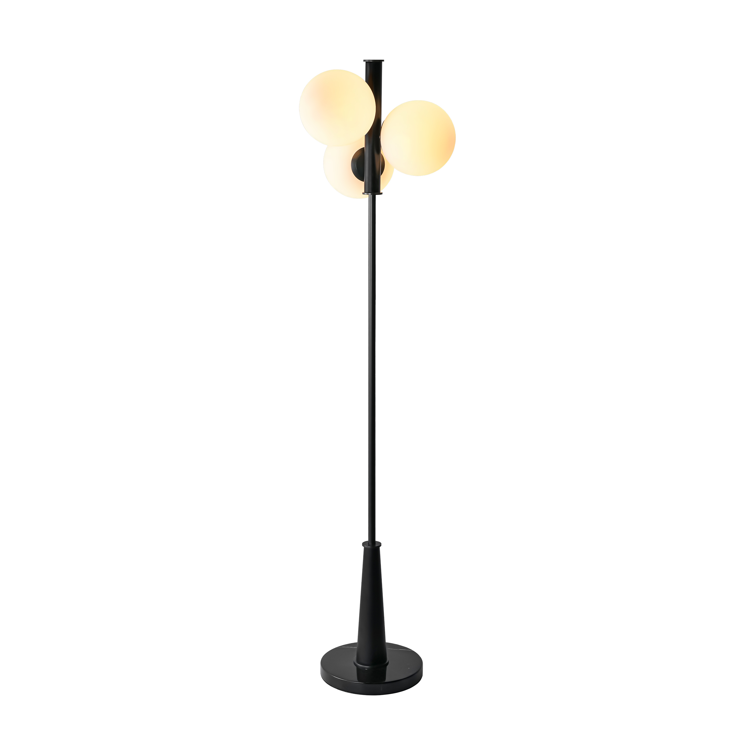 3 heads milk white glass Adair black oak floor lamp